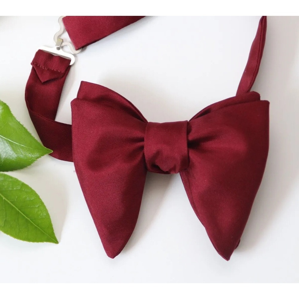 Men's Self tied Bow‎ Tie Maroon Silk Butterfly Bowtie big bow tie S430